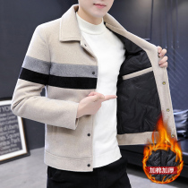 2021 new winter mens woolen coat Korean trend short windbreaker plus cotton jacket thick woolen woolen coat