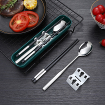 Double Good Student 304 stainless steel chopstick spoon package Korean tableware contains two sets of chopsticks spoon