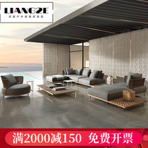 Outdoor sofa courtyard combination designer custom outdoor furniture terrace model sun room solid wood rattan sofa