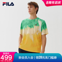 FILA Fila official mens short-sleeved T-shirt 2021 summer new cotton dyed round neck sports top men