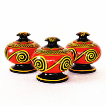 Sichuan Liangshan Ethnic Featured Handicraft First decoration case containing box Yi lacquer Lacquer Seasoning Case small number 1