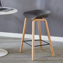 Nordic simple bar stool solid wood high stool Net celebrity ins cafe bar fashion home bar leisure stool