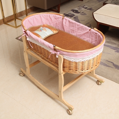 Crib cradle bed rattan newborn cradle sleeping basket solid wood baby shake nest car portable Portable Basket