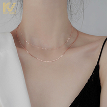 Light luxury niche design sense double-layer necklace 2022 new trendy temperament simple all-over sterling silver exquisite collarbone chain
