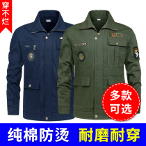 Cotton coat overalls labor insurance uniforms mens long sleeves thin wear-resistant welder workshop work overalls