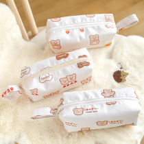 Bear many pen bags large capacity cloth ins Japanese girls 2021 new primary school students stationery bag niche original Korean junior high school students high value tide men popular simple Korean pencil box