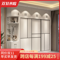 White wardrobe home bedroom modern minimalist economy sliding door coat cabinet sliding door glass door wardrobe