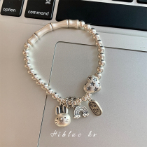 The Light Luxury Little Big Year Rabbits exquisite 925 pure silver bracelet women summer 2023 new bead accessories