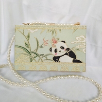 (Dawn) 2020 round baby panda mouth gold bag ancient style Hanfu cheongsam oblique span shoulder carrying pearl bag