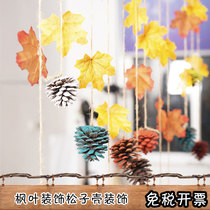 Autumn atmosphere layout maple leaf decoration pine nuts shell decoration kindergarten autumn theme ring creative material classroom hanging decoration