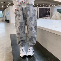 Small and medium children clothes casual pants Children foreign air sports pants girl cartoon long pants baby 2022 spring dress new