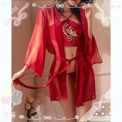 taobao agent Sexy dudou, red underwear, bathrobe, for girls