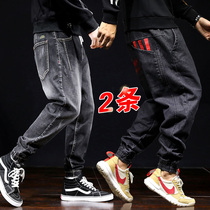 Fatson tightness waist loose big code jeans Mens summer Harun obesity mens pants thin and fat and fatter