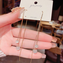 East Gate Fashion Cat Eye Stone Streaming Suear Line Super Fairy earrings s925 silver pin temperament net red conspicuous