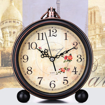 European style retro simple bedroom alarm clock creative personality ornaments silent children student alarm clock metal bedside clock