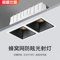 Heshengshiru led double-headed spotlight Bold light Embedded ceiling light Living room rectangular COB double-headed downlight