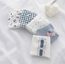 Sweet Girl Fresh Plaid Broken Lady Pure Cotton Underwear Bag Hip Mid Waist Triangle Pants