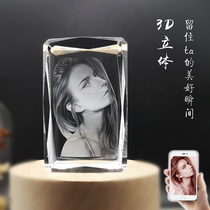 3D crystal carved photo custom stereo portrait gift custom DIY3D pet commemorative annual souvenir