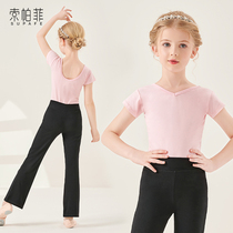 Childrens girls dance pants girls black clothes Latin dance micro-lathe pants Chinese dance body practice clothing spring and autumn