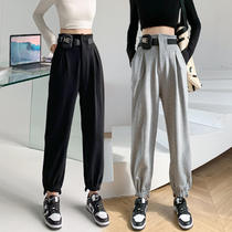 Bundle foot overalls womens spring and autumn sweatpants 2021 new pants slim high waist Haren pants casual pants pants