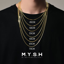 MYSH 925 sterling silver plated 18K gold snake bone chain necklace mens and womens trendy stacked hexagonal sweater chain element chain