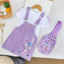 Girls dress suit summer dress short sleeve dress little girl star Delu purple clothes children summer dress