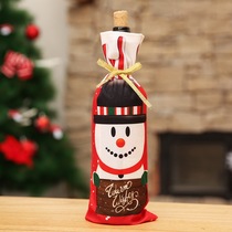 New Christmas decorations holiday home table wine bottle set dress up supplies printed cartoon wine bottle set