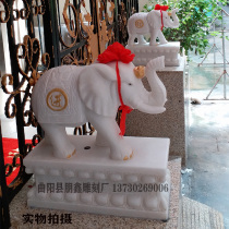 Stone carving elephant white marble stone elephant a pair of gatekeepers town house feng shui elephant fortune stone absorbent elephant home