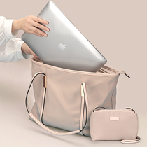 Computer bag 14 inch female shoulder laptop new application Apple millet 13 3 Huawei 15 6 inch iPad bag good-looking large capacity simple fashion shockproof canvas commuter tote bag