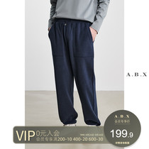 Autumn new texture plush pants mens sports pants Korean trend casual pants spring and autumn mens leg pants
