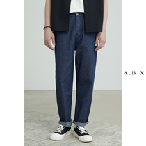 2022 new summer thin section retro washed primary color jeans Mens straight cylinder loose casual trend mens pants