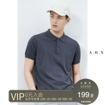 abx summer thin mulberry silk lapel polo shirt mens short-sleeved loose mens casual trend solid color business t-shirt