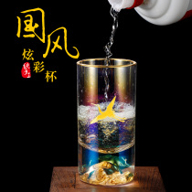 High-grade national style dazzling color one or two white glass crystal glass two Cups three two cups of wine glass household wine set