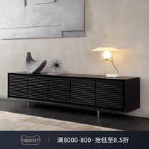 Italian light luxury solid wood smoked TV cabinet combination wall cabinet small apartment modern simple luxury retro TV cabinet