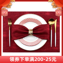 Red placemats Christmas New Year cutlery mats Western placemats cloth home Chinese table mats modern simple thermal insulation mats
