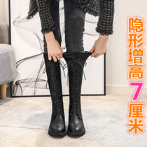 Inner increased no knee long boots 2021 new tube Joker tall tube small elastic lace-up Knight boots women