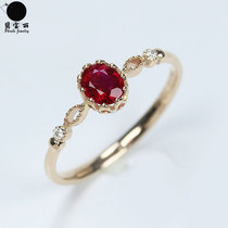 18K rose gold natural pigeon blood red precious stone Oval retro crown Queen ring gold diamond ring