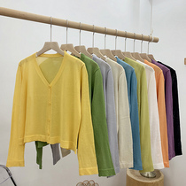 Sweatshirt thin lady 2021 new summer long sleeves knitted blouse sunscreen sweater jacket ice silk air conditioning shirt spring autumn