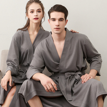 Bathrobe womens thin spring Summer Huffg sleepwear gowns mens big code bathrobes Spring fall Long style pyjamas-style pyjamas