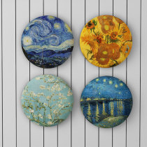 Steel round stool cushion cushion sponge home soft comfortable sedentary chair cushion butt butt pad Van Gogh oil painting