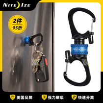 Niteize Naai 360 degrees double lock magnetic snap key chain detachable outdoor mountaineering backpack 8-character buckle