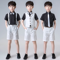 Childrens small suit flower girl dress male piano wedding performance suit British three-piece set 2021 summer New