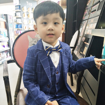 Childrens small suit handsome three-piece suit autumn and winter plus velvet British baby boy suit boy flower girl dress