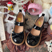 His Royal Highness Original (Meng Meng Rabbit) bow knot bull tendon round shoes cute Lolita big-headed doll shoes