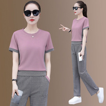 Tide Card CVY Sports Casual Suit Womens Summer 2022 New Short Sleeves Fashion Big Code Foreign Temperament T-shirt Two Sets