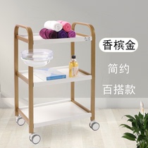 Mei cram embroidery nail shop dental beauty salon special three-layer wooden iron frame beauty tool cart holder