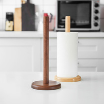 Wooden time simple solid wood living room kitchen table paper towel rack household roll paper holder hanging vertical tissue holder