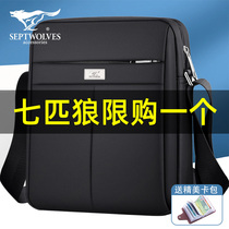 Seven Wolves Single Shoulder Diagonal Satchel Bag for men Bags Business Large Capacity Oxford Bugbriefe Bag Mens Bag Canvas Small Backpack