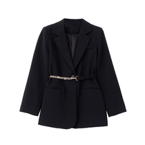 JIUJIU black suit jacket female design sense niche autumn slim waist fried street small suit jacket women tide