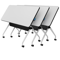 Folding training table Strip table Office desk splicable double mobile desk Wheeled table and chair Long combination conference table
